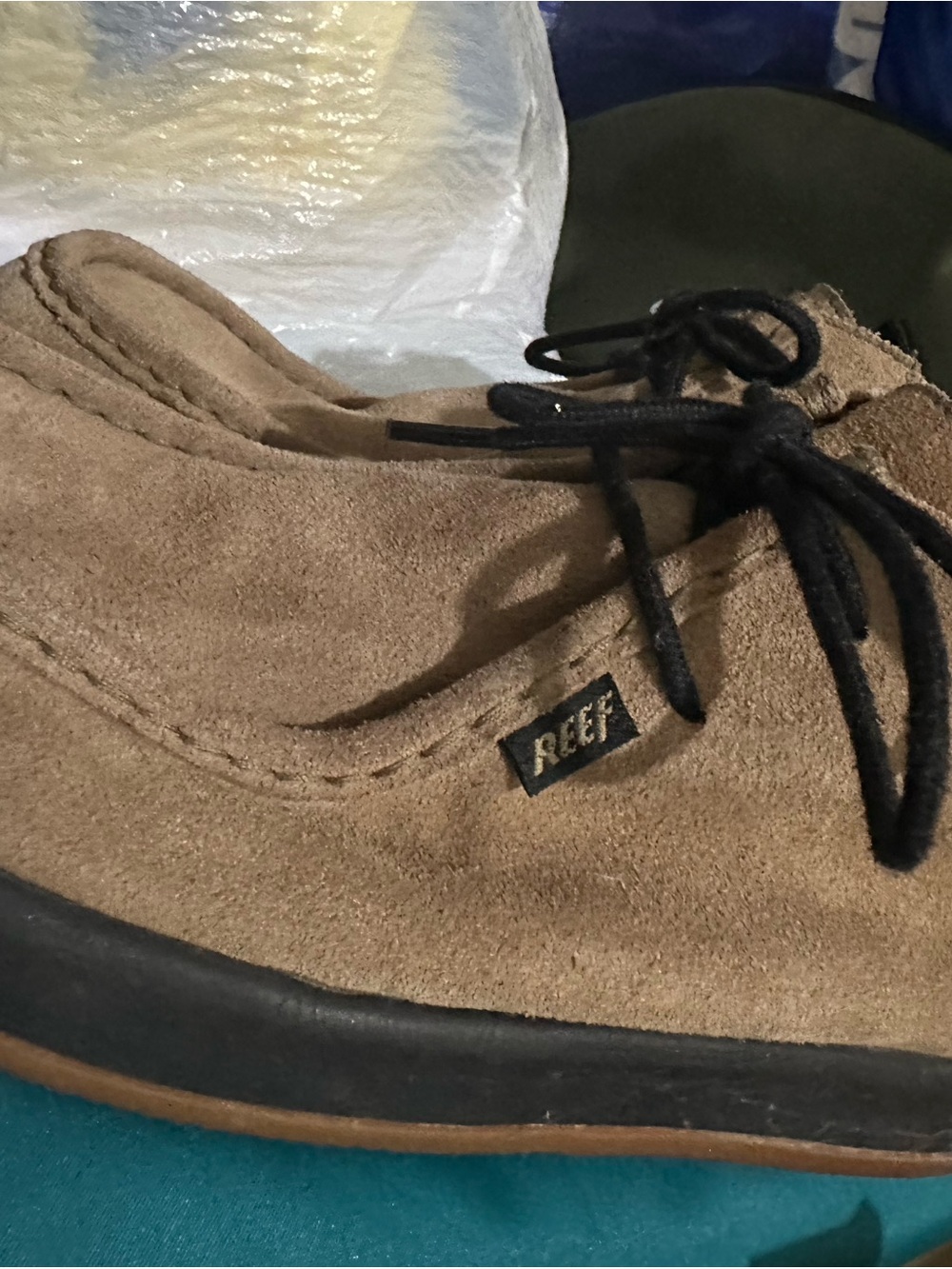 Reef Men’s Suede Lace-Up Loafer in Brown with Black Laces